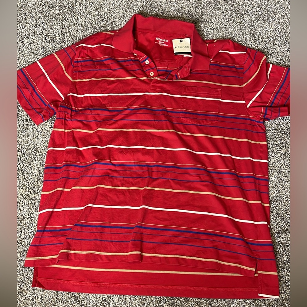 St. John’s bay striped red shirt xl NWT men’s